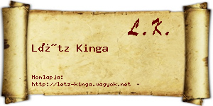 Létz Kinga névjegykártya
